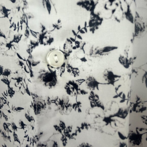 NWOT Le 31 Simons Men’s Slim Fit Floral print Shirt Black White Cotton large 17R - Picture 6 of 9